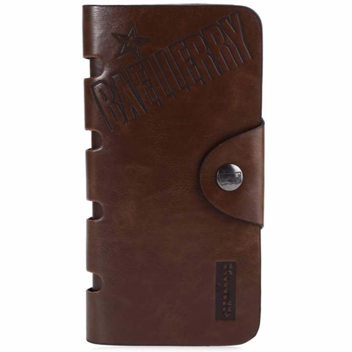 Baellerry กระเป๋าสตางค์ ผู้ชาย กระเป๋าเงิน กระเป๋าตัง บาง ทรงยาว Men Wallet Business Style Long Pattern PU Leather Wallet for Men - Brown