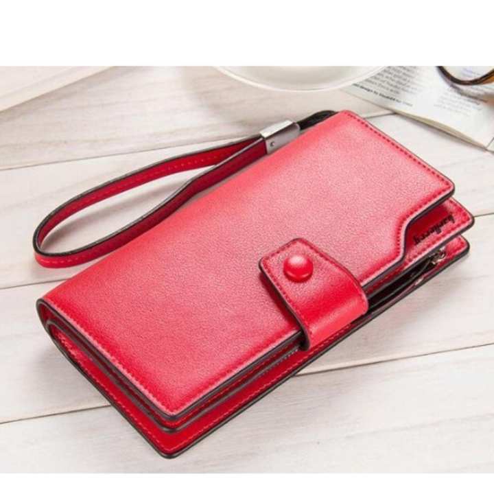 BAELLERRY กระเป๋าสตางค์ผู้หญิง กระเป๋าตังค์ผู้หญิง กระเป๋าเงินผู้หญิง กระเป๋าแฟชั่นผู้หญิง กระเป๋าใบยาว มีสายคล้องแขน ( สีแดง )...