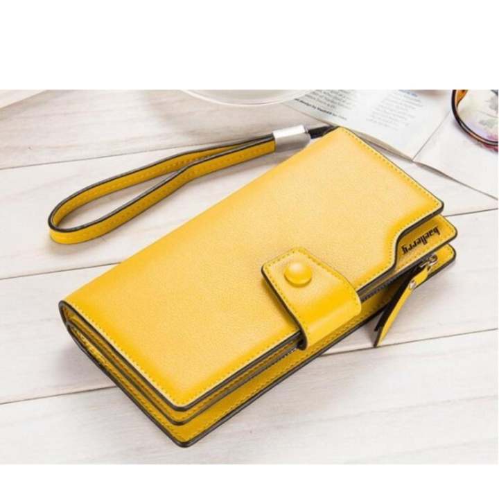 BAELLERRY กระเป๋าสตางค์ผู้หญิง กระเป๋าตังค์ผู้หญิง กระเป๋าเงินผู้หญิง กระเป๋าแฟชั่นผู้หญิง กระเป๋าใบยาว มีสายคล้องแขน ( สีเหลือง )...