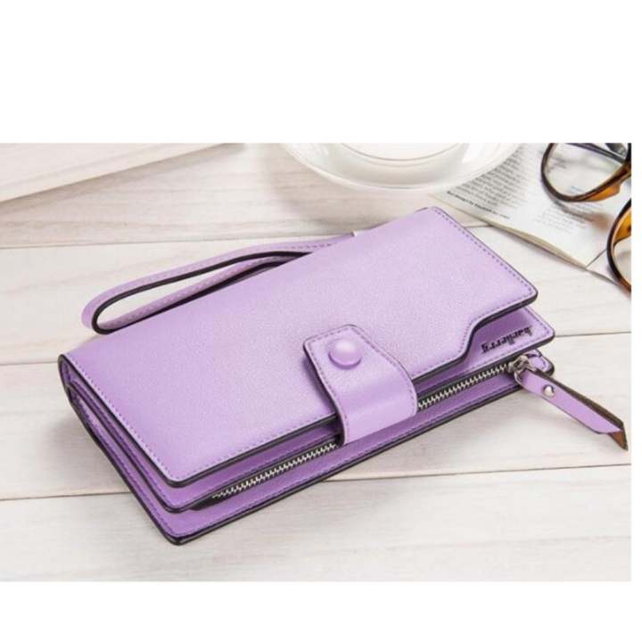 BAELLERRY กระเป๋าสตางค์ผู้หญิง กระเป๋าตังค์ผู้หญิง กระเป๋าเงินผู้หญิง กระเป๋าแฟชั่นผู้หญิง กระเป๋าใบยาว มีสายคล้องแขน ( สีม่วง )...