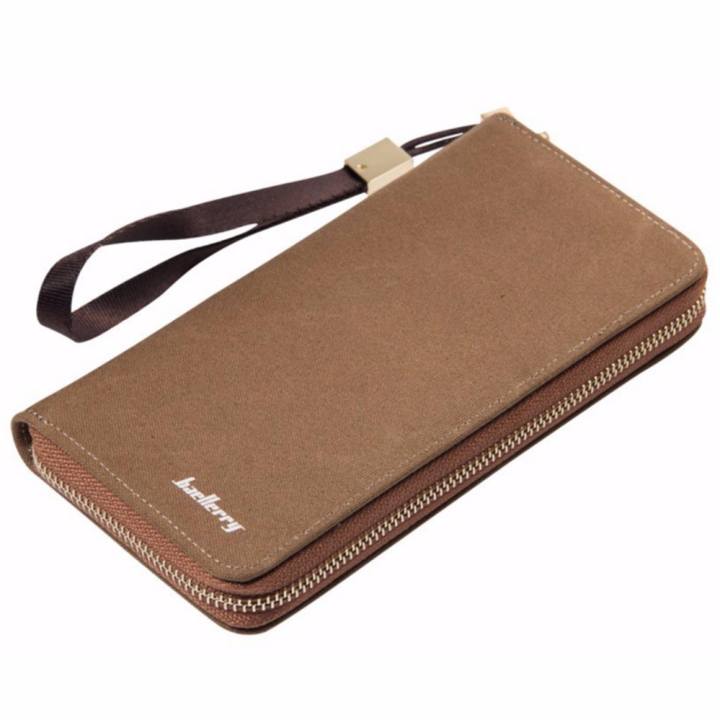Baellerry กระเป๋าสตางค์ ผู้ชาย กระเป๋าเงิน กระเป๋าตัง บาง ทรงยาว Men Wallet Long Pattern PU Leather Wallet for Men - Brown