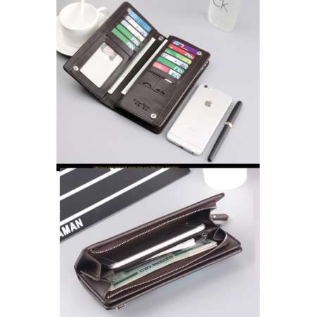 Beautina กระเป๋าสตางค์ กระเป๋าตัง กระเป๋าเงิน หนังกันน้ำ สีดำ ทรงยาว wallet black