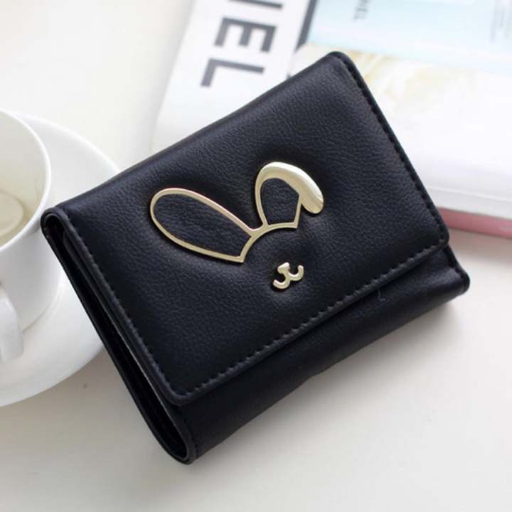 Beauty bag กระเป๋าสตางค์ใบสั้น กระเป๋าเงินผู้หญิง กระเป๋าสตางค์น่ารัก รุ่น LW-094 (ดำ)(Int: One size)