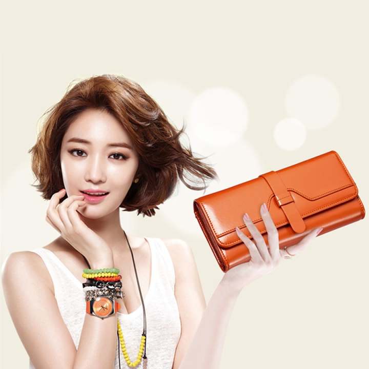 Beauty bag กระเป๋าสตางค์ใบยาว กระเป๋าเงินผู้หญิง กระเป๋าสตางค์น่ารัก รุ่น LW-001 (น้ำตาล)