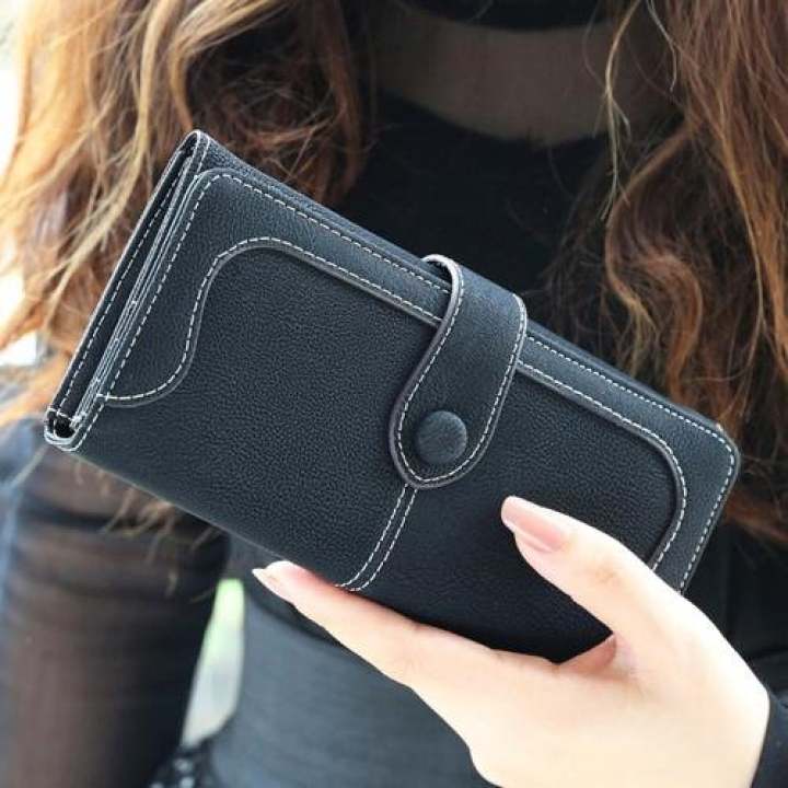 Beauty bag กระเป๋าสตางค์ใบยาว กระเป๋าเงินผู้หญิง กระเป๋าสตางค์น่ารัก รุ่น LW-052 (ดำ)(Int: One size)