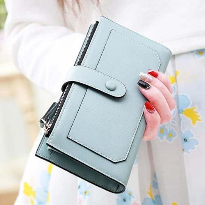 Beauty bag กระเป๋าสตางค์ใบยาว กระเป๋าเงินผู้หญิง กระเป๋าสตางค์น่ารัก รุ่น LW-074 (ฟ้า)