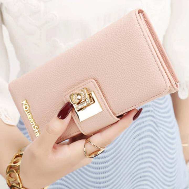 Beauty bag กระเป๋าสตางค์ใบยาว กระเป๋าเงินผู้หญิง กระเป๋าสตางค์น่ารัก รุ่น LW-081 (ชมพู)(Int: One size)
