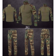 ชุดเสื้อและกางเกงขายาวผู้ชาย Combat Shirt คอมแบททหาร สำหรับขาลุย กิจกรรมล่าสัตว์ หรือบอลกีฬา แนวArmy (สีJungle)   