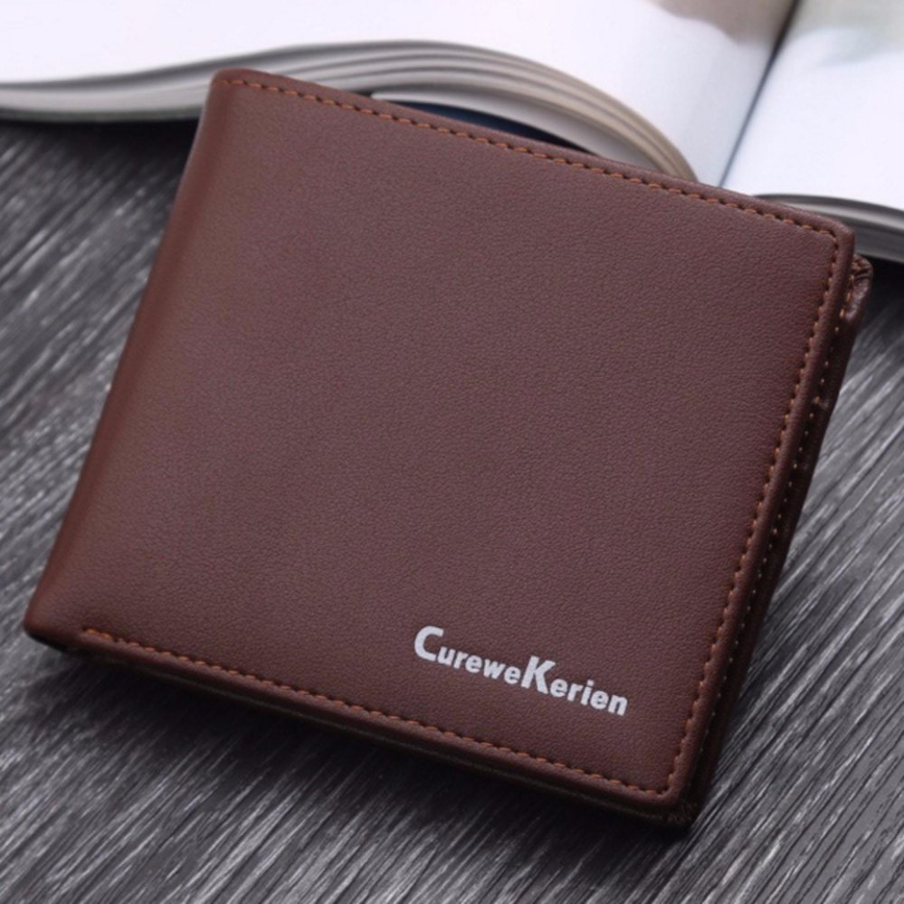 Curewe Kerien กระเป๋า กระเป๋าสตางค์ ผู้ชาย กระเป๋าตัง กระเป๋าเงิน กระเป๋าใส่เงิน กระเป๋าใส่บัตร กระเป๋าใส่นามบัตร หนังกันน้ำ ทรงสั้น Wallet Black - WLM005