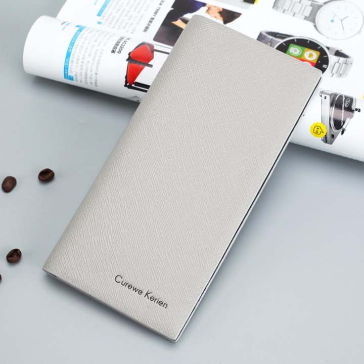 Curewe Kerien กระเป๋าสตางค์ ผู้ชาย กระเป๋าเงิน กระเป๋าตัง บาง ทรงยาว Men Wallet Business Style Long Pattern PU Leather Wallet for Men -...