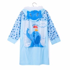 เสื้อกันฝนเด็ก ลาย Elephant สีฟ้า เป่าลมได้ ไซต์ XXL # 0092