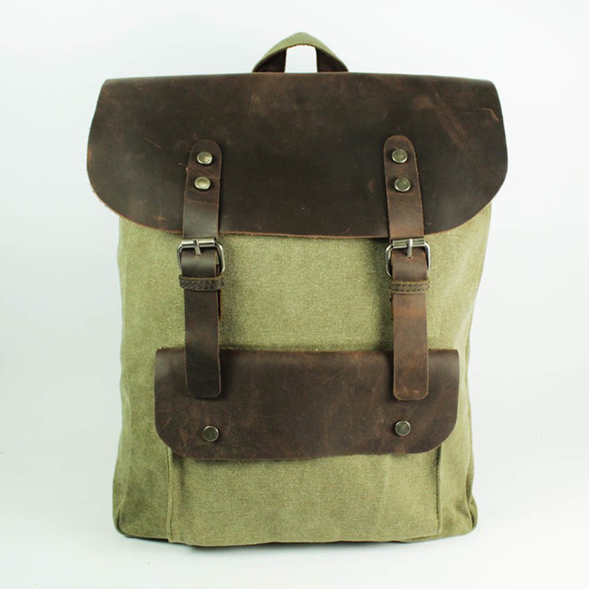 GoodOldTimes กระเป๋าเป้ กระเป๋าสะพาย สไตล์วินเทจ GOT-MTS0011 - Olive Hipster