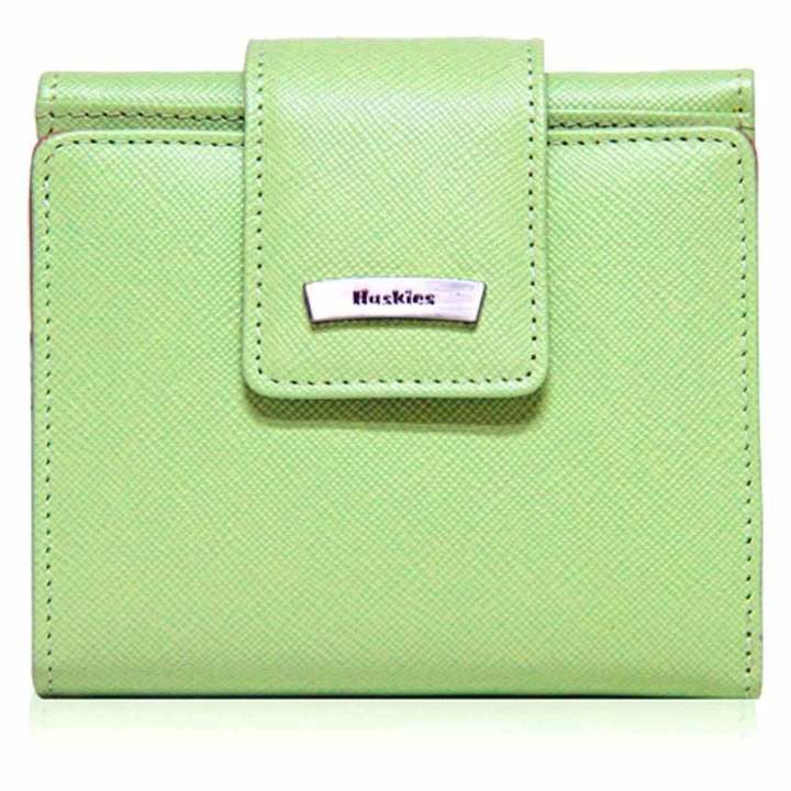 Huskiesbags กระเป๋าสตางค์ หนังวัวแท้ 100% รุ่น HK03-2026 GR - สีเขียว