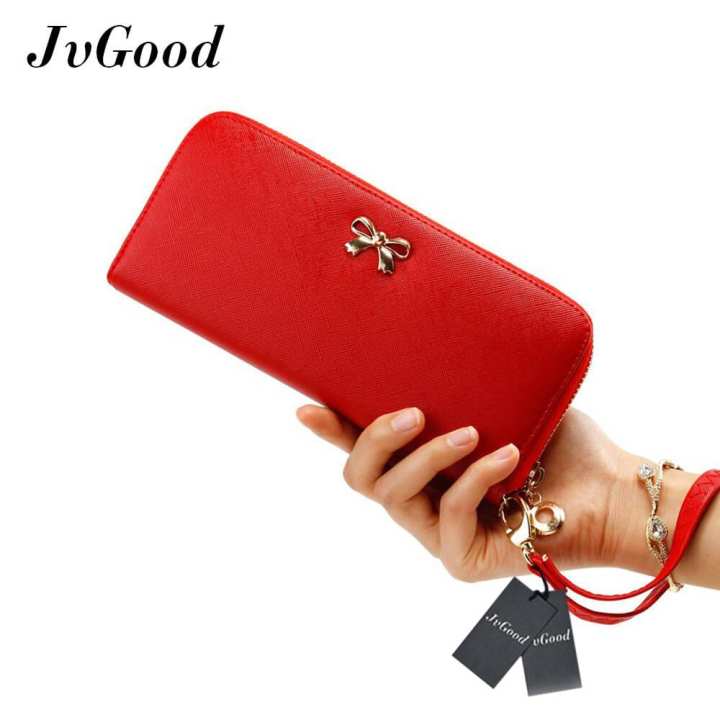 JvGood แฟชั่นผู้หญิงผู้หญิงคลัทช์กระเป๋าสตางค์หนังกระเป๋าถือกระเป๋าถือ (สีแดง) Fashion Women Leather Wallet