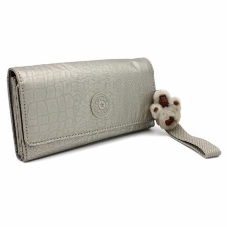 Kipling กระเป๋าสตางค์คล้องแขน No.AC8151 279 SILVER BEIGE SNAKE RUBL GM