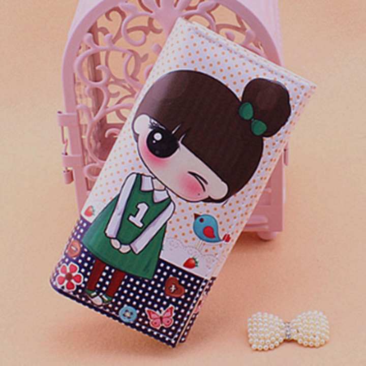 Korea กระเป๋าสตางค์ใบยาว กระเป๋าสตางค์ ของผู้หญิงลายการ์ตูน(สีชมพู)