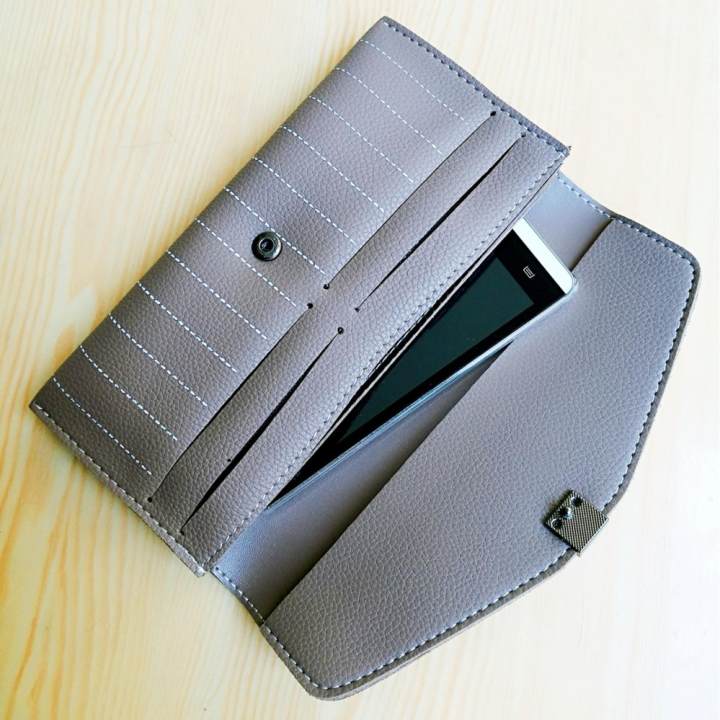 Korea Best Style กระเป๋าสตางค์ใบยาว2พับใส่เงินใส่มือถือ รุ่น MB030-1C(สีเทา)