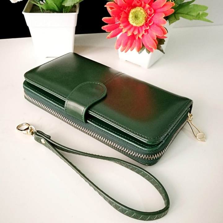 Korea Best Style กระเป๋าสตางค์  ผู้หญิง ใบยาวมีช่องใส่เหรียญ รุ่น B099-HP(สีเขียว)