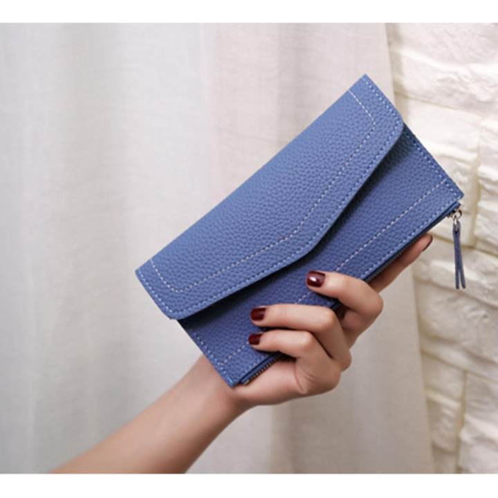 korea fashion กระเป๋าสตางค์ใบยาว กระเป๋าเงินผู้หญิง กระเป๋าตังตามวันเกิด รุ่น (black/blue/pink/grey)
