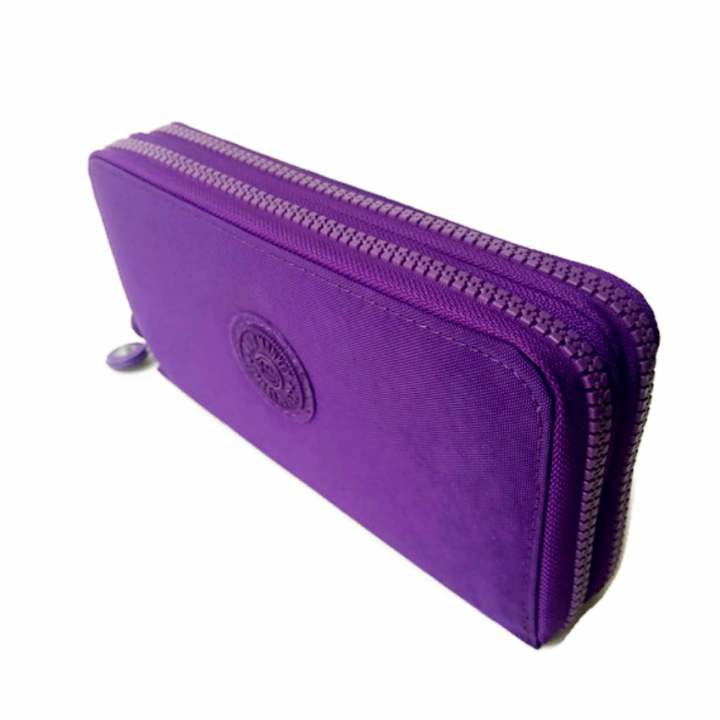 Korea กระเป๋าถือกระเป๋าสตางค์ผ้ากันน้ำใบยาวสองซิป G016-2-5 (สีม่วง)