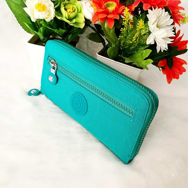 Korea กระเป๋าถือกระเป๋าสตางค์ผ้ากันน้ำใบยาว มีซิปด้านหน้า G016-3-1B(สีเขียว)