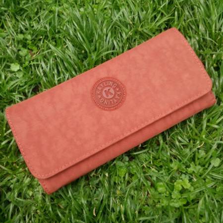 Korea กระเป๋าถือกระเป๋าสตางค์ สไตล์Kipling ผ้ากันน้ำใบยาวสามพับ G016-2-4D (สีอิฐ)