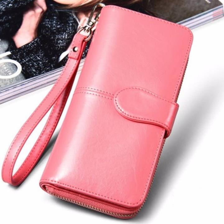 Korea กระเป๋าสตางค์ใบยาว กระเป๋าเงินผู้หญิง กระเป๋าสตางค์ ผู้หญิง รุ่น N0-88(สีชมพู)