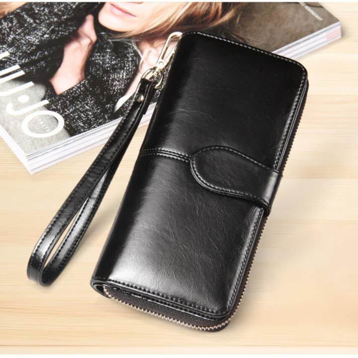 Korea กระเป๋าสตางค์ใบยาว กระเป๋าเงินผู้หญิง กระเป๋าสตางค์ ผู้หญิง รุ่น N0-88(สีดำ)