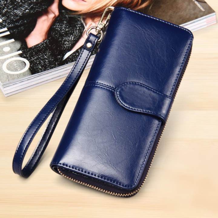 Korea กระเป๋าสตางค์ใบยาว กระเป๋าเงินผู้หญิง กระเป๋าสตางค์ ผู้หญิง รุ่น N0-88(สีน้ำเงิน)