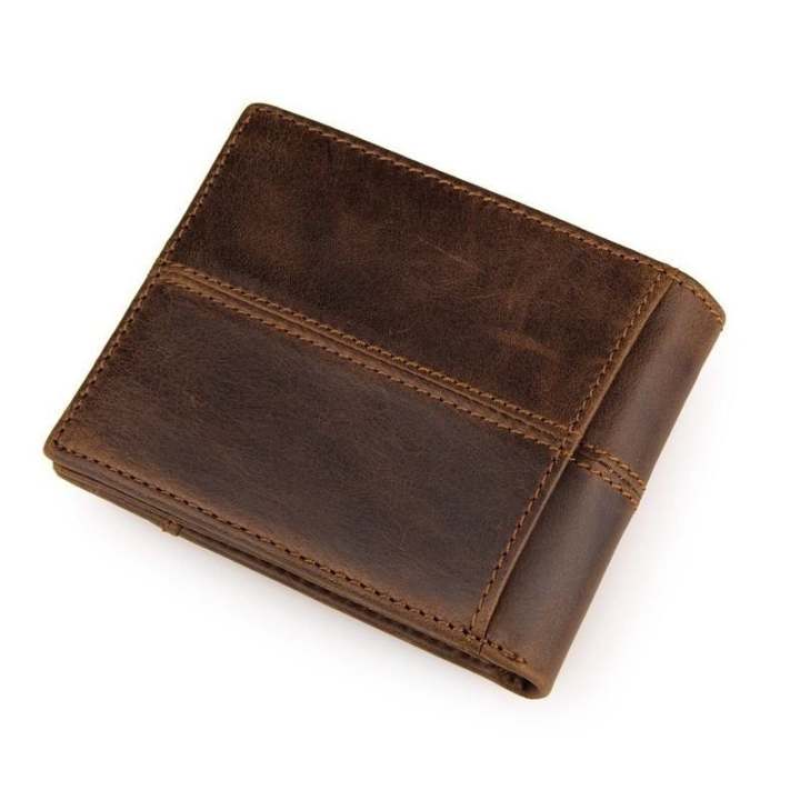 กระเป๋าสตางค์ ผู้ชาย หนังแท้ กระเป๋าเงิน กระเป๋าตัง บาง ทรงสั้น Vintage Retro Mens...