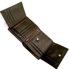 Leather Best Style กระเป๋าสตางค์3พับ ทรงตั้ง มีช่องใส่เยอะเป็นพิเศษ หนังแท้ ขนาด12x10x2.5cm รุ่น B022-3-3(สีน้ำตาล)