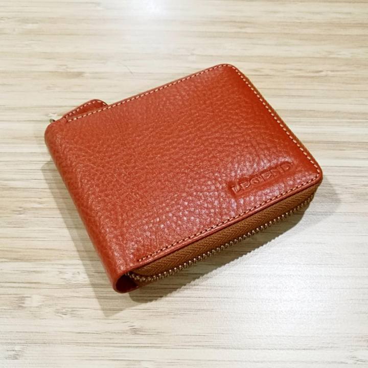 Leather Best Style กระเป๋าสตางค์ใบสั้นซิปรอบ มีช่องใส่เหรียญ หนังแท้ รุ่น B020-3(น้ำตาลแทนพร้อมกล่อง)