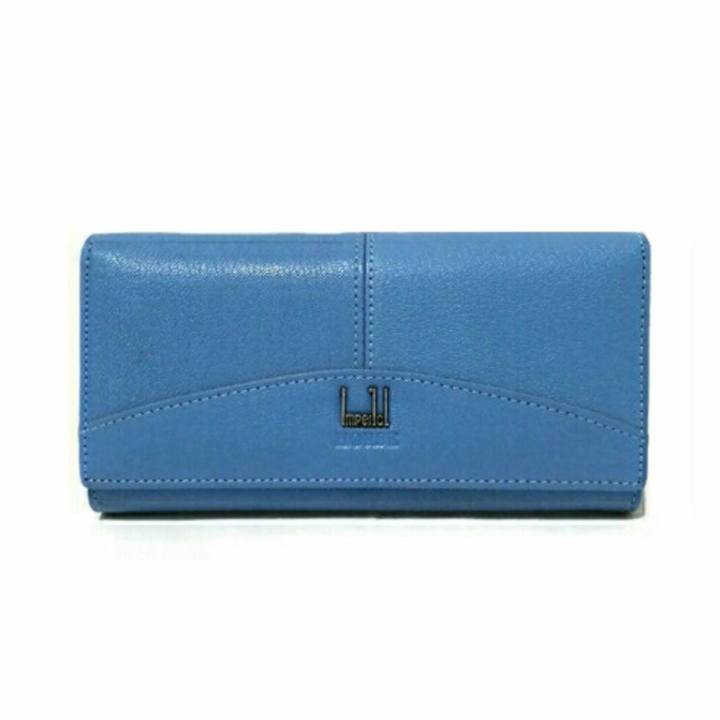 Leather Best Syyle กระเป๋าสตางค์หนังแท้ใบยาวมีช่องใส่เหรียญ รุ่น B005-9-10(สีฟ้า)