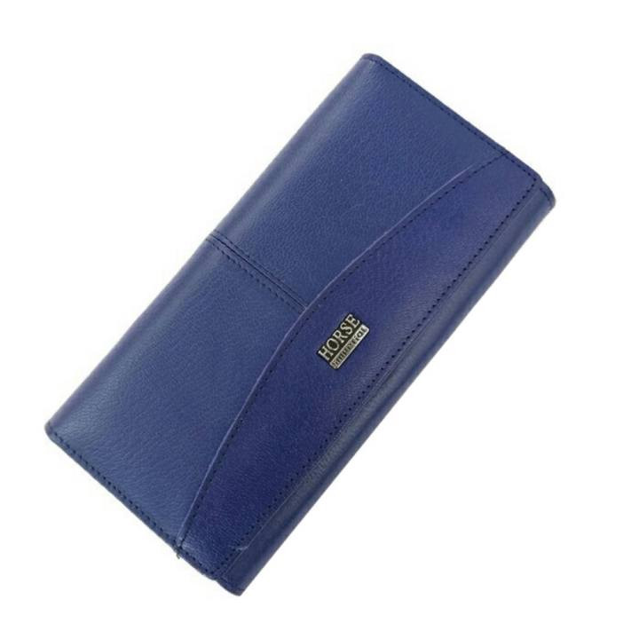 Leather Best Syyle กระเป๋าสตางค์หนังแท้ใบยาวมีช่องใส่เหรียญ รุ่น B005-9-2(สีน้ำเงิน)
