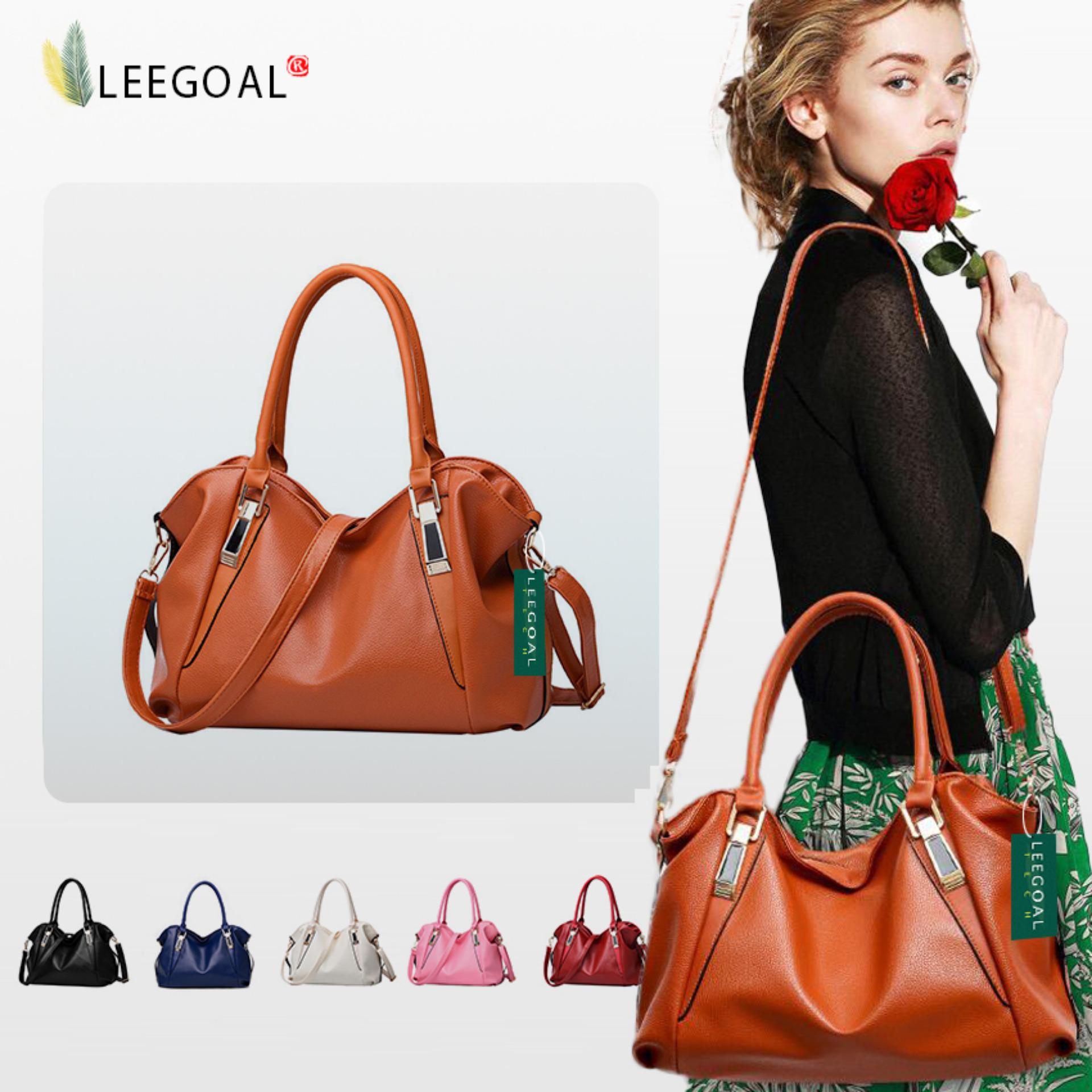 Leegoal แฟชั่นผู้หญิงนุ่มๆหูจับกระเป๋ากระเป๋ากระเป๋าสะพายกระเป๋าสะพายไหล่, สีดำ - INTL