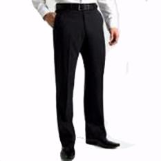 LOOKNAM กางเกงขายาว ผู้ชายทำงาน ทรงสแล็ค(ไม่มีจีบ) สีดำ