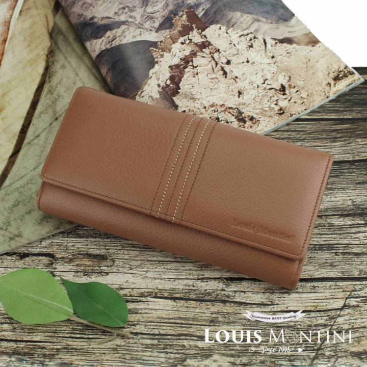 Louis Montini (Formal Wallet) กระเป๋าสตางค์ผู้หญิง หนังวัวแท้ กระเป๋าพับยาว กระเป๋าแฟชั่น Women's wallet WL17-05 – แทน