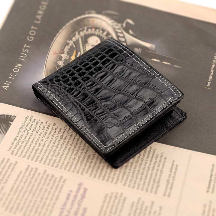 Louis Montini กระเป๋าสตางค์ หนังแท้ กระเป๋าสตางค์ผู้ชายหนังวัวแท้ (มีช่องใส่เหรียญ) Men's Wallet TTM063-01 -...