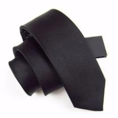 Mahkazi เนคไท(100% Silk)สีดำ หน้ากว้าง5 cm. เนคไทสีดำทรงสลิม(Slim) เนคไทผู้ชาย เนคไทสำหรับผู้ชาย Black necktie รุ่นNTDBL5 (สีดำ)
