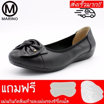 Marino รองเท้าหนังแท้ รองเท้าคัทชูผู้หญิงสีดำ สวมใส่สบาย No.A025 - Black Marino รองเท้าหนังแท้ รองเท้าคัทชูผู้หญิงสีดำ สวมใส่สบาย No.A025 - Black