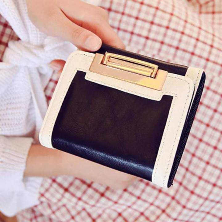 Maylin Bags กระเป๋าสตางค์ใบสั้น ผู้หญิง กระเป๋าสตางค์น่ารัก กระเป๋าเงินผู้หญิง รุ่น MW-097 (สีดำ/ขาว)