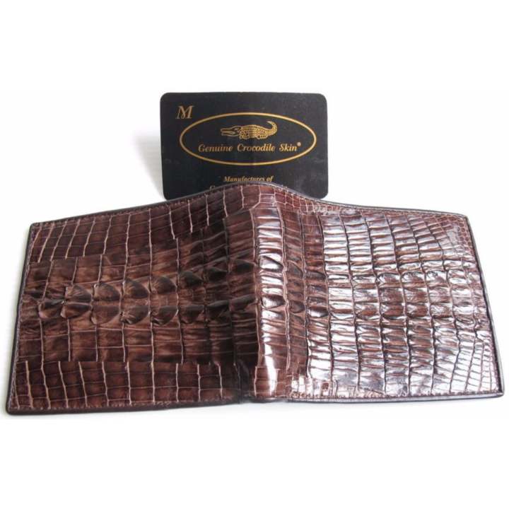 MCROC กระเป๋าสตางค์หนังจระเข้แท้ ส่วนหาง สีกาแฟ