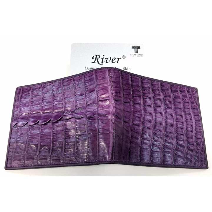 MCROC กระเป๋าสตางค์หนังจระเข้แท้ ส่วนหาง สีม่วง