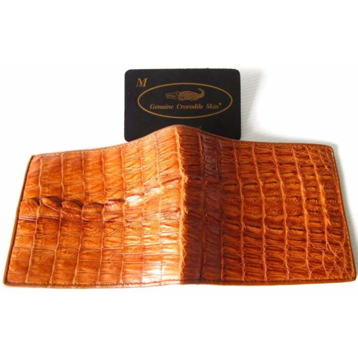 MCROC กระเป๋าสตางค์หนังจระเข้แท้ ส่วนหาง (สีน้ำตาลอ่อน)