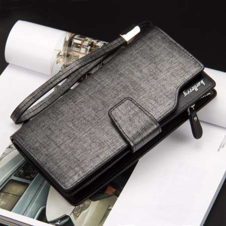 กระเป๋าสตางค์ ผู้หญิง กระเป๋าเงิน กระเป๋าตัง ทรงยาว Men Wallet Long Pattern PU Leather Wallet for Men Silver - WLW099