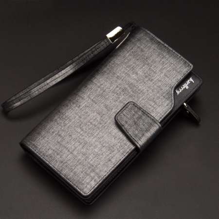 กระเป๋าสตางค์ ผู้หญิง กระเป๋าเงิน กระเป๋าตัง ทรงยาว Men Wallet Long Pattern PU Leather Wallet for Men Silver - WLW099