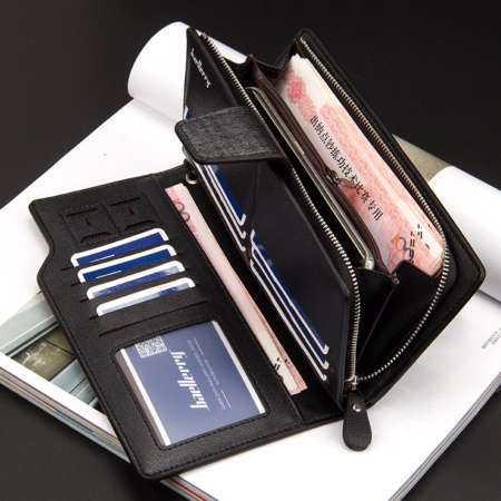 กระเป๋าสตางค์ ผู้หญิง กระเป๋าเงิน กระเป๋าตัง ทรงยาว Men Wallet Long Pattern PU Leather Wallet for Men Silver - WLW099