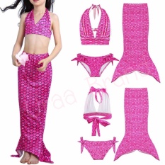 Mermaid Swimming Kids ชุดว่ายน้ำ ชุดนางเงือก เซ็ท 3 ชิ้น รุ่น Dot Mermaid (PINK)