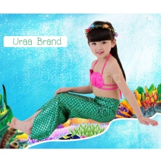 Mermaid Swimming Kids ชุดว่ายน้ำ ชุดนางเงือก เซ็ท 3 ชิ้น รุ่น Normal (Pink-Green)