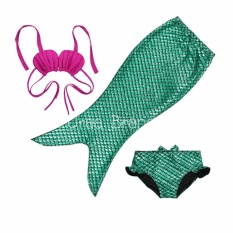 Mermaid Swimming Kids ชุดว่ายน้ำ ชุดนางเงือก เซ็ท 3 ชิ้น รุ่น Normal Pink-Green